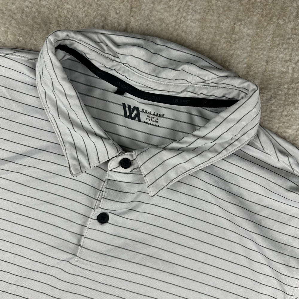 VRST Polo Men's XXL performance Shirt Striped Gray Athletic Preppy Golf